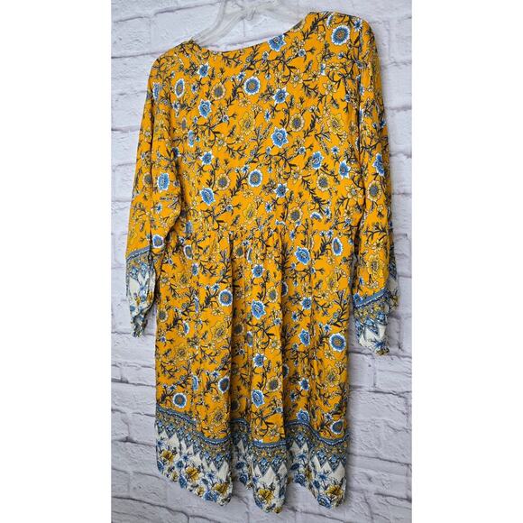 Umgee Dress Womens Small Yellow Floral Boho Hippie Garden Party Colorful - Picture 4 of 7